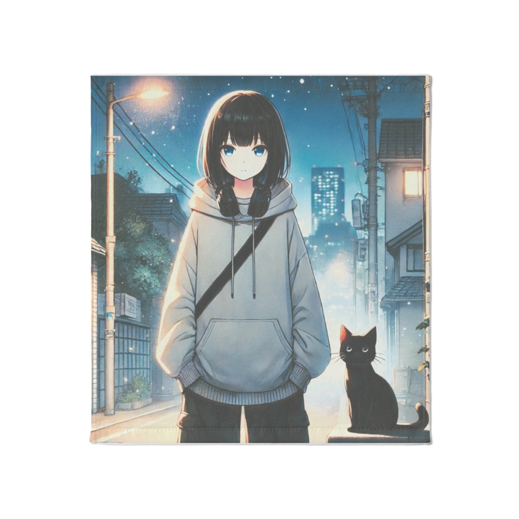 Mellow-黒猫-タオル(大)