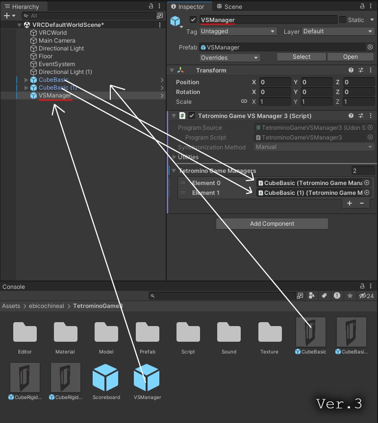 VRChat ワールドギミック テトロミノ落ちものパズル