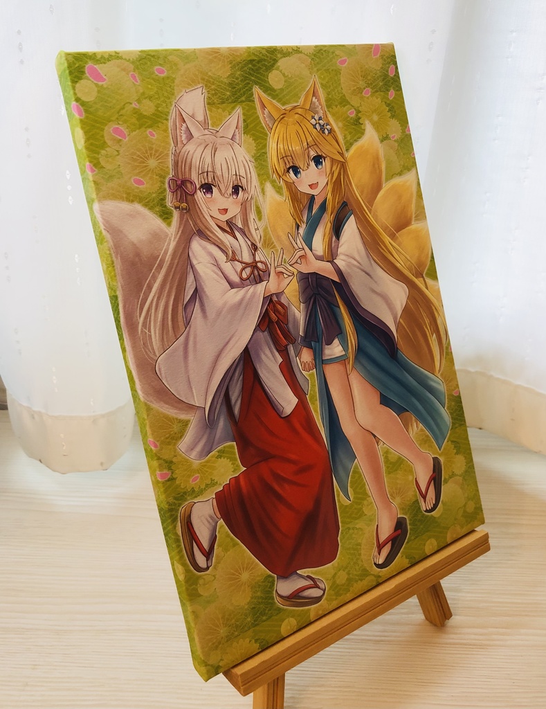 和紙アートパネル「ダブルフォックス」