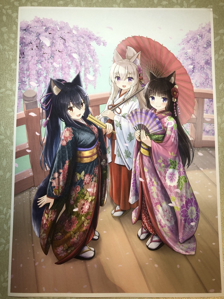 和紙アートパネ「4月のうちの子達」