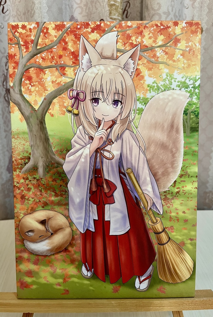 和紙高級アートパネル『巫女狐娘たちと静かなる秋』