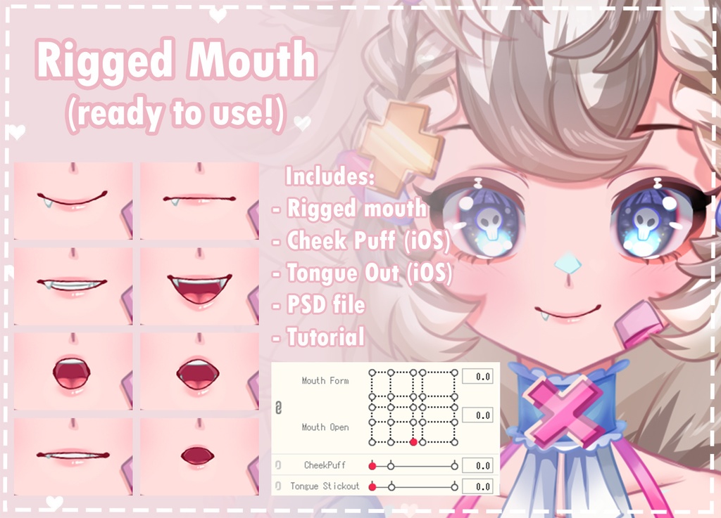 Rigged Mouth for Live2D Vtuber,facerig anime character models