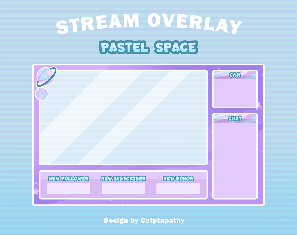 Pastel Space Stream Overlay Package for Twitch, Kawaii Cute Space Theme Twitch Overlay, Cam Overlay, Panels, Streamer pack