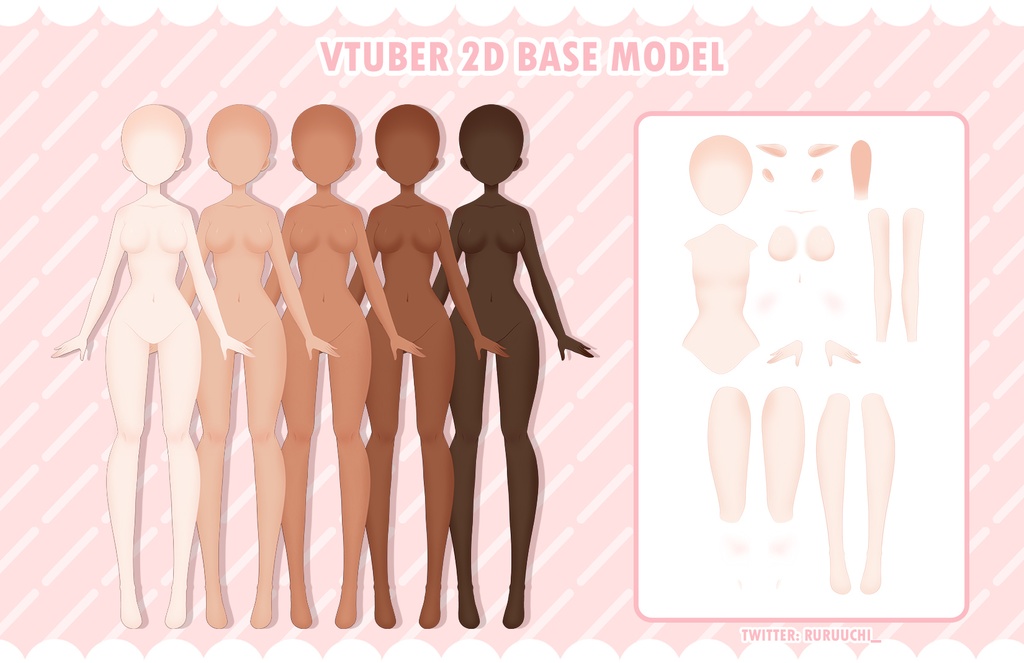 Vtuber Model Body Base Live2D Rigged & Unrigged