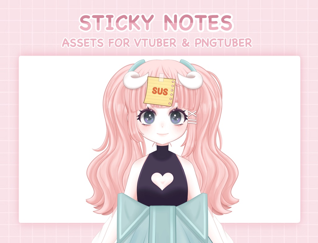 93 Sticky Notes Assets for Vtuber / PNGTuber Overlay, P2U Vtuber Stream Assets, Custom, PNGtuber, Streamer Setup, Cute Aesthetic, Cozy, Sus