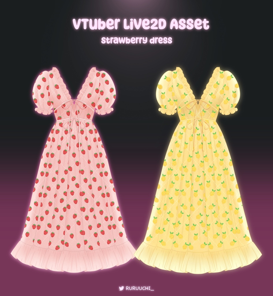 Strawberry dress Assets for Vtuber Live2D / PNGTuber Vtube Studio Twitch Youtube Prop