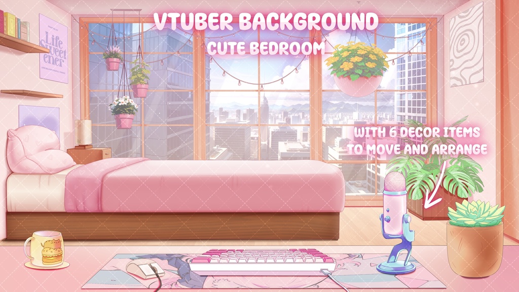Vtuber Background | pink gamer girl aesthetic room Background for VTuber & PNGTuber, Youtube | Vtuber Assets | Vtuber Room | Twitch stream background