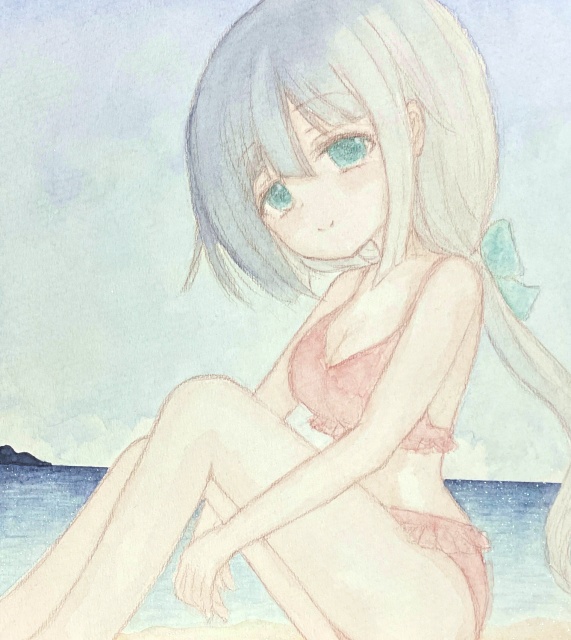 透明水彩 東郷さん(水着)