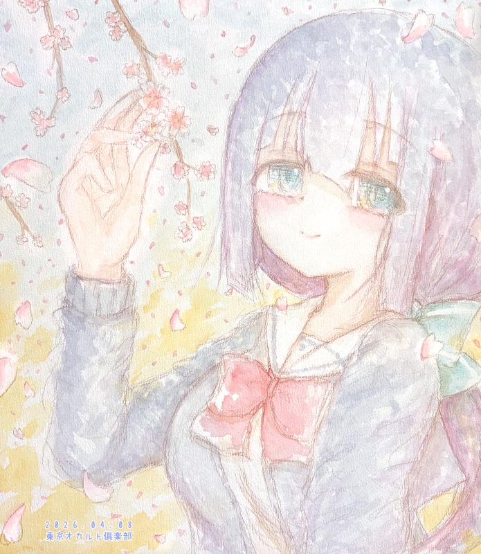 大色紙 透明水彩 東郷さん(誕生日絵)