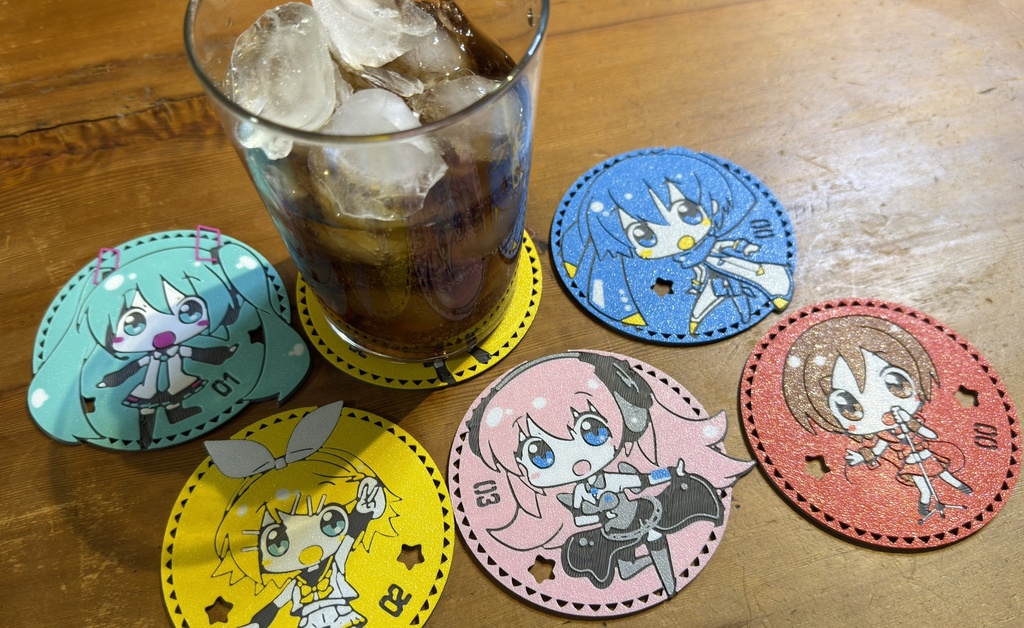 3Dプリンターコースター各種 初音ミク,鏡音リン,鏡音レン,KAITO,MEIKO / 681,682,683,685,686,687