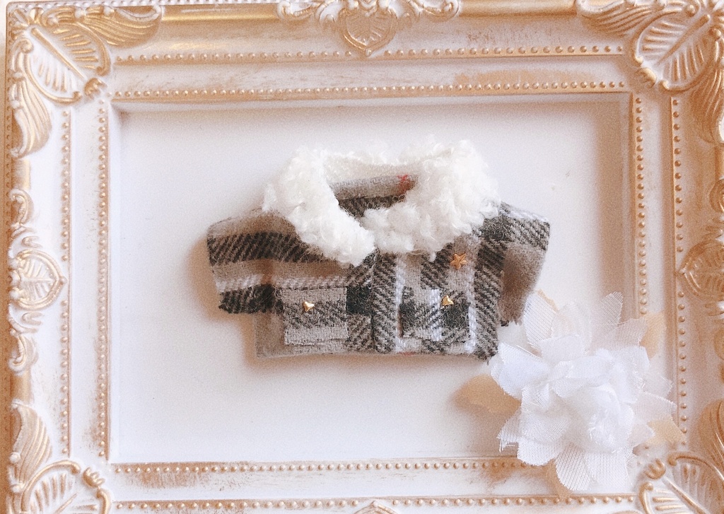 フリース素材チェックジャケットグレー【再々追加しました】