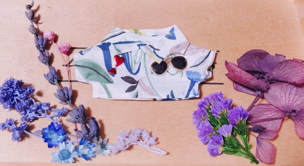 (再入荷)うきうきサングラスシャツ(10、12cmぬいちゃん用)