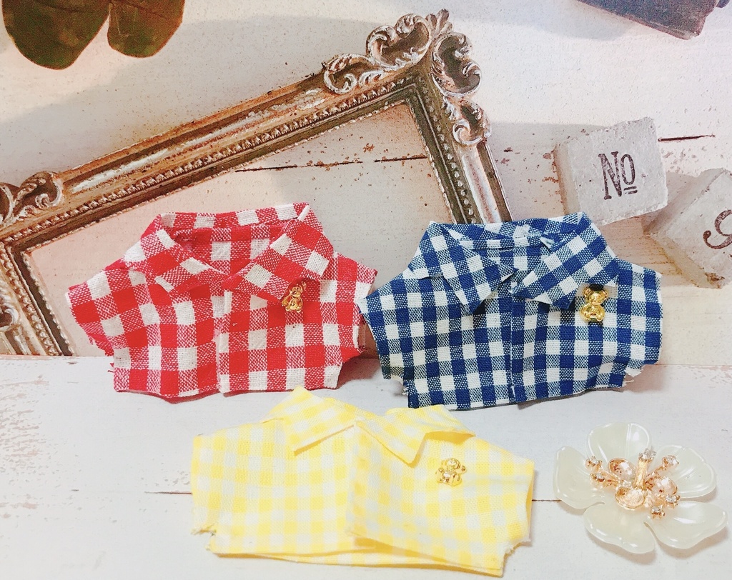 チェックシャツ(10〜12cmぬいちゃん向け)