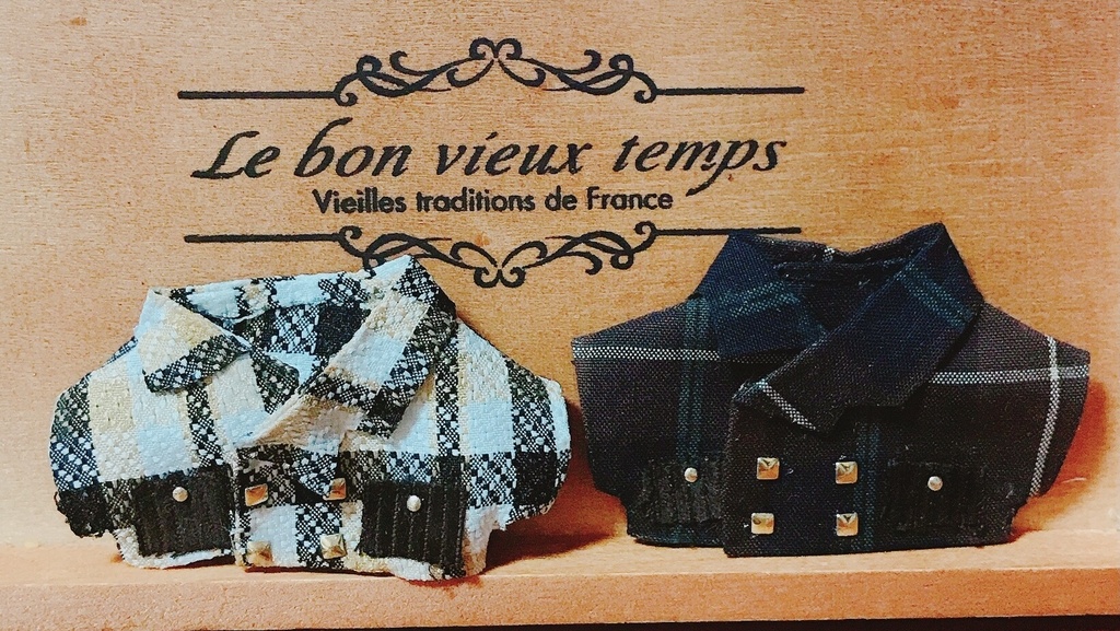 チェックジャケット(10cm〜12cmぬいちゃん用)