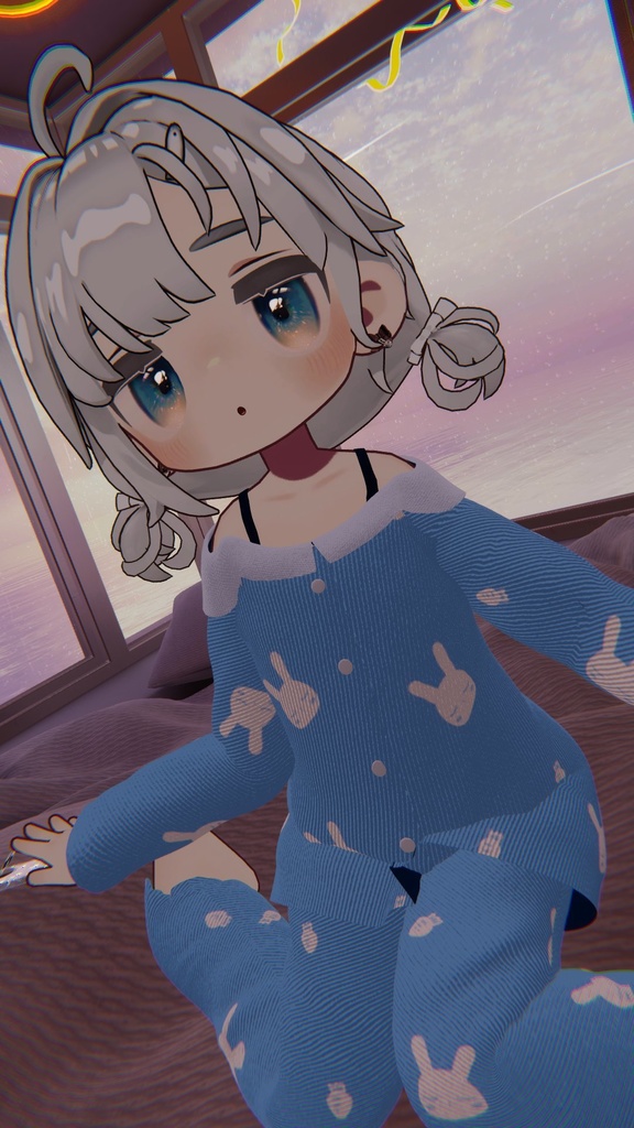 💤ぶいすいうさぎ - ふわもこパジャマ(抱きつきうさぎぬいぐるみ付き)