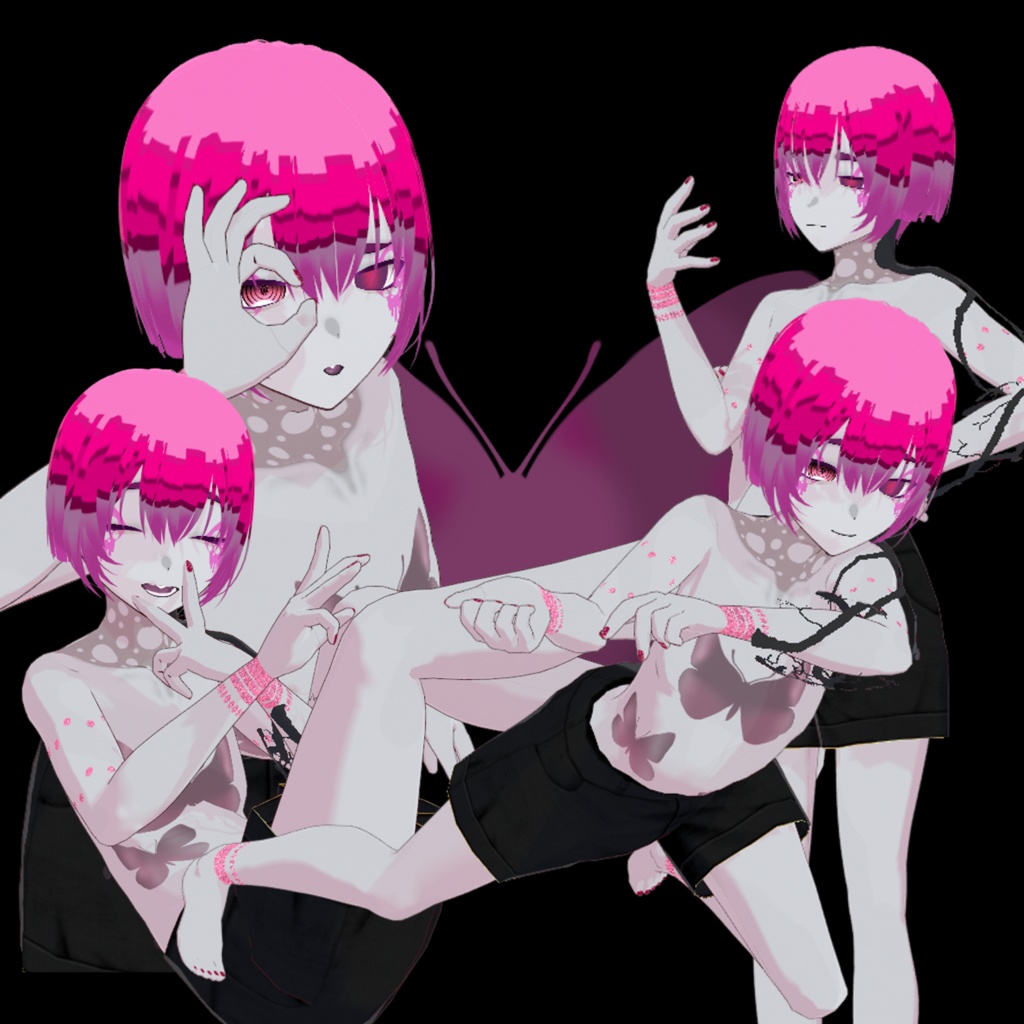 オリジナル3Dモデル「パピヨンの集蝶」