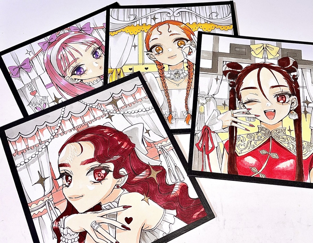 【色紙原画】窓際の女たちby.つきのまるお