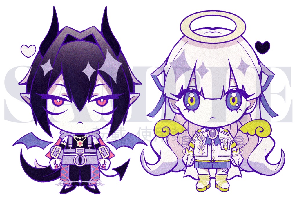 悪魔と天使のアクリルキーホルダー