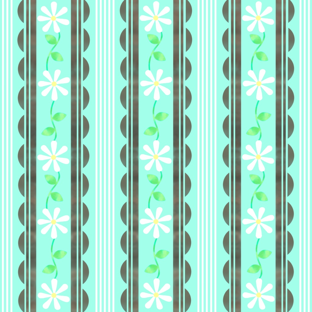 デジタルペーパー　レトロ風花柄　浅葱色