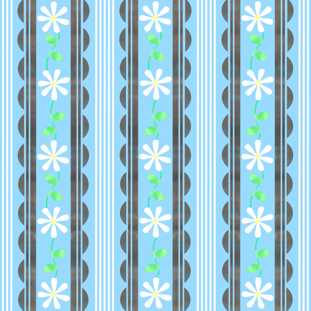 デジタルペーパー　レトロ風　花柄　水色