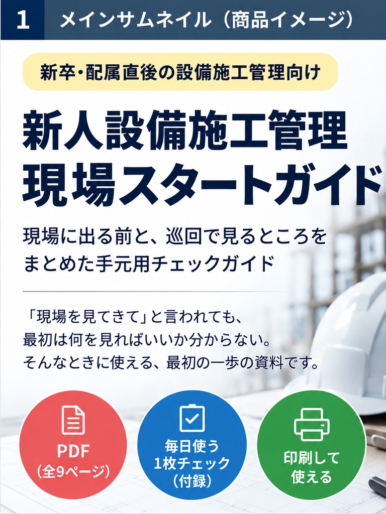 新人設備施工管理 現場スタートガイド｜新卒・配属直後向け【PDF・チェックシート付】