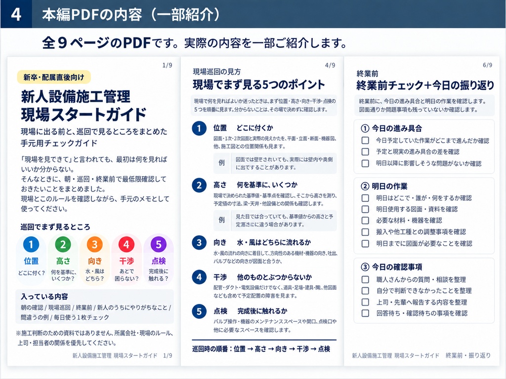新人設備施工管理 現場スタートガイド|新卒・配属直後向け【PDF・チェックシート付】