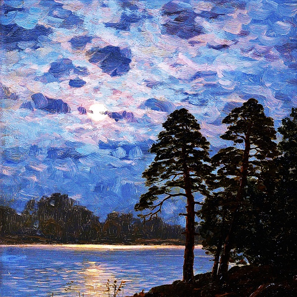 月明かりの湖 A4