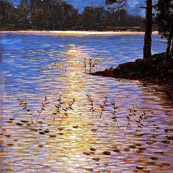 月明かりの湖 A4