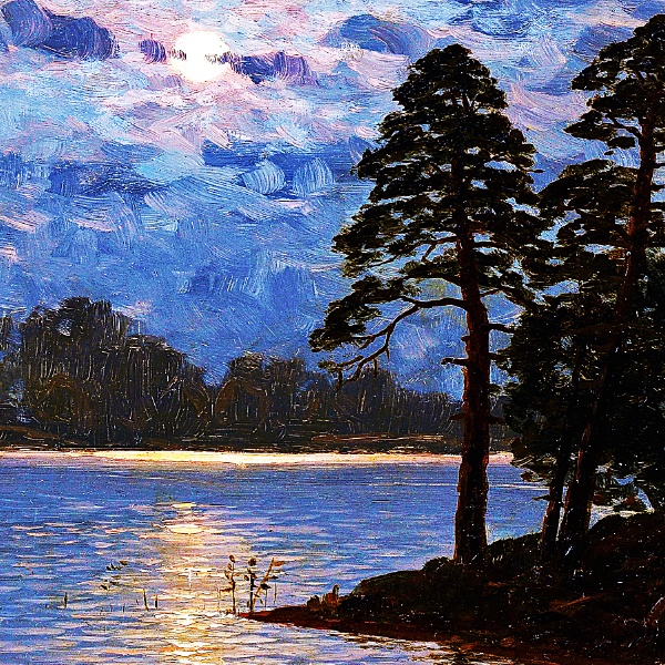 月明かりの湖 A4