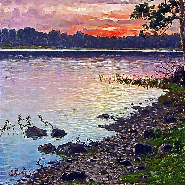 沈む太陽の海辺 A4