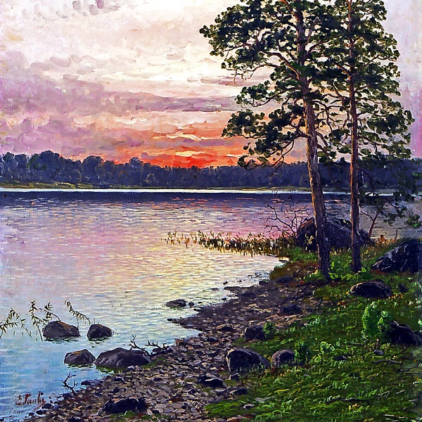 沈む太陽の海辺 A4