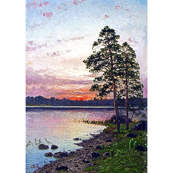 沈む太陽の海辺 A4