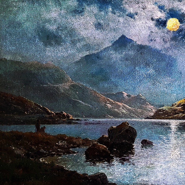 月明かりに照らされる釣り人たち