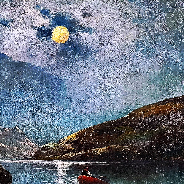 月明かりに照らされる釣り人たち