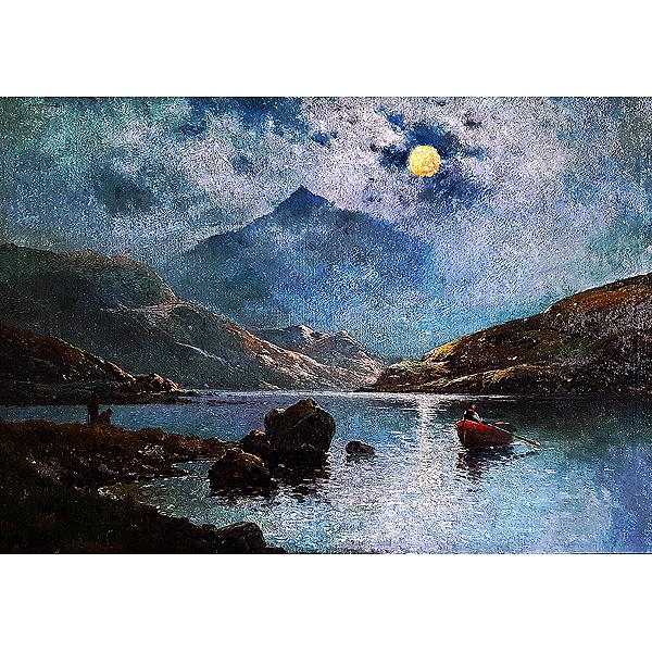 月明かりに照らされる釣り人たち