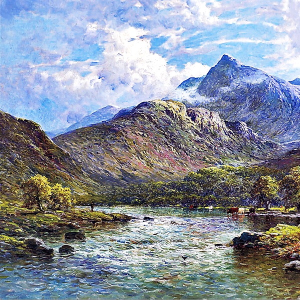 ポートマドックのスノードン山の川 A4