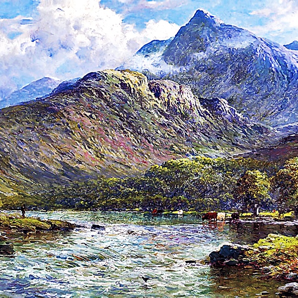 ポートマドックのスノードン山の川 A4