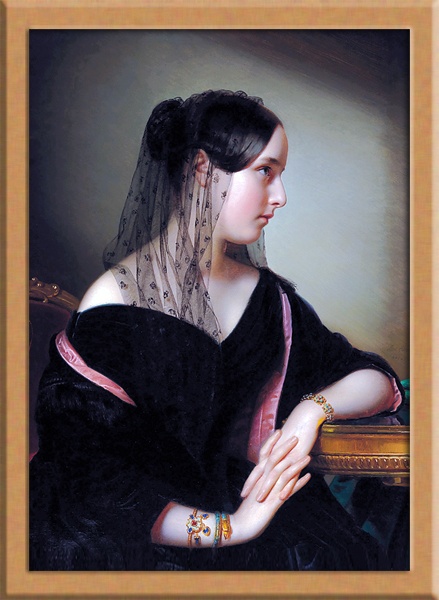 インテリアアート エナメルの腕輪をつけた女性の肖像 クラシック|デジタル・印刷対応