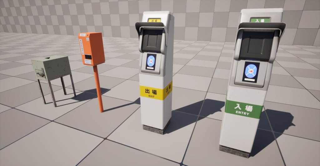 【3Dモデル】無人駅改札4点セット