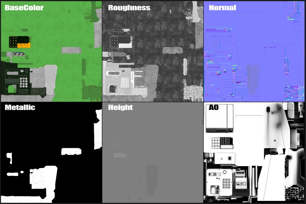 公衆電話3Dモデルセット(ローポリ・ミドルポリ・ハイポリ・FBX・PBR対応)