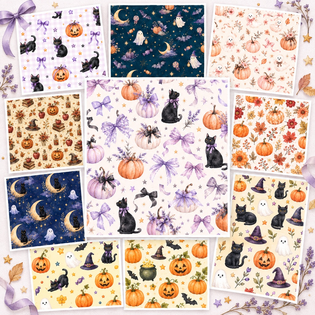 黒猫ハロウィンペーパー13枚｜No.04
