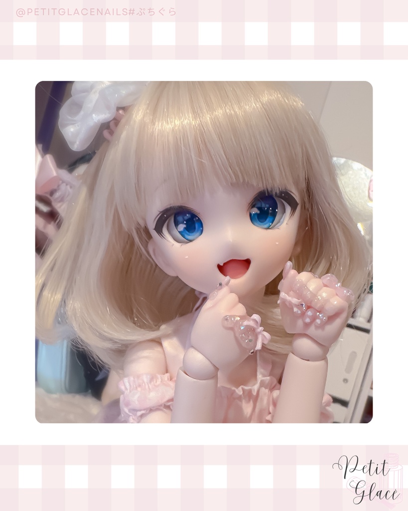 【MDDドール用ネイル】うさぎクリアジュエリー