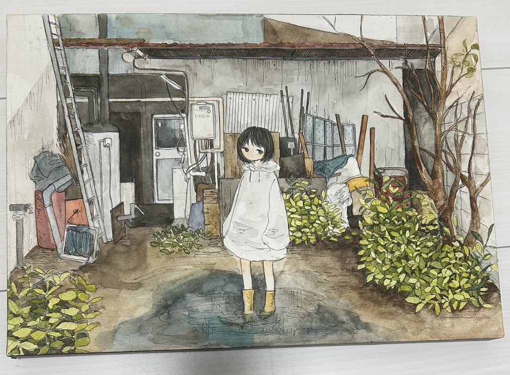 原画「雨上がりの庭」