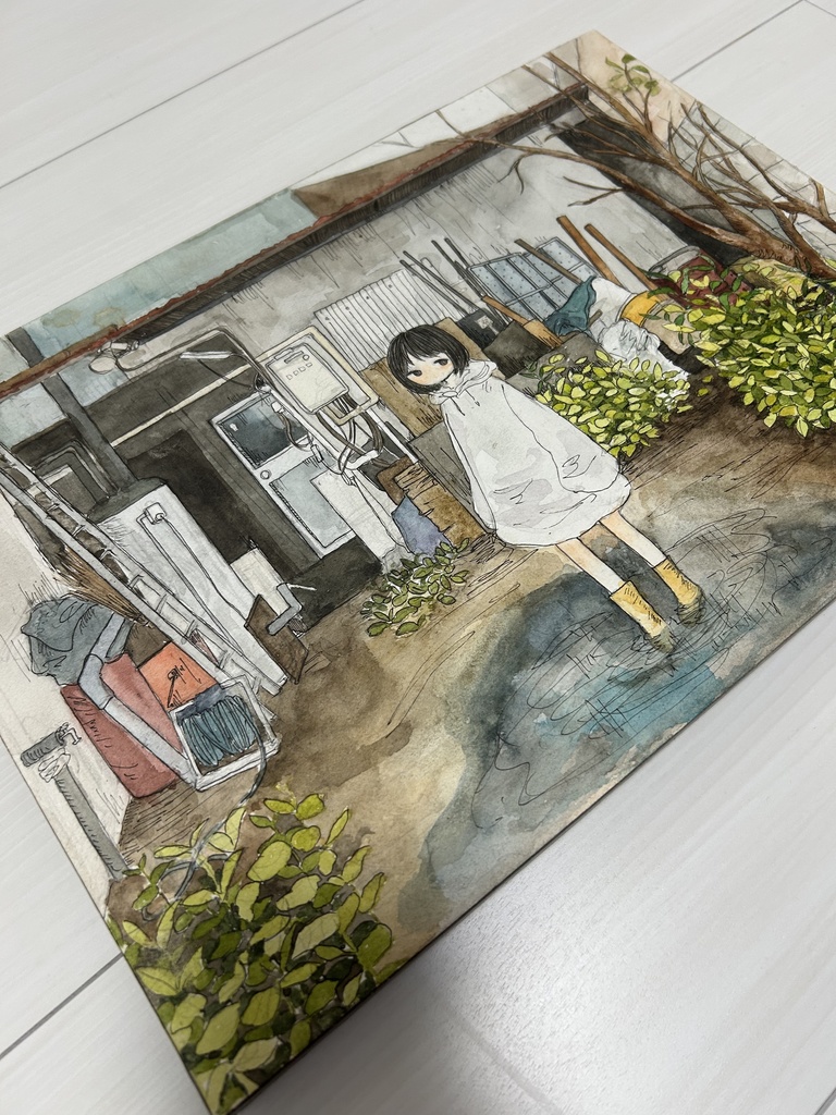 原画「雨上がりの庭」