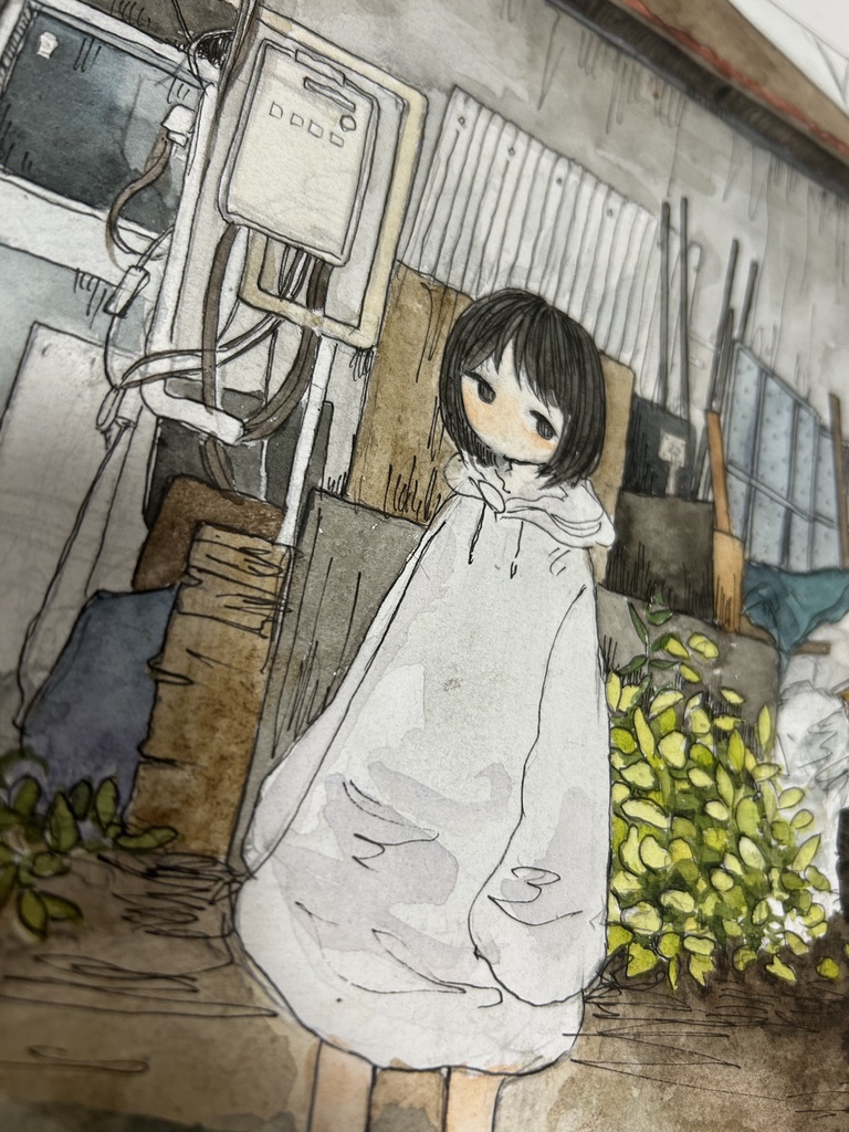 原画「雨上がりの庭」