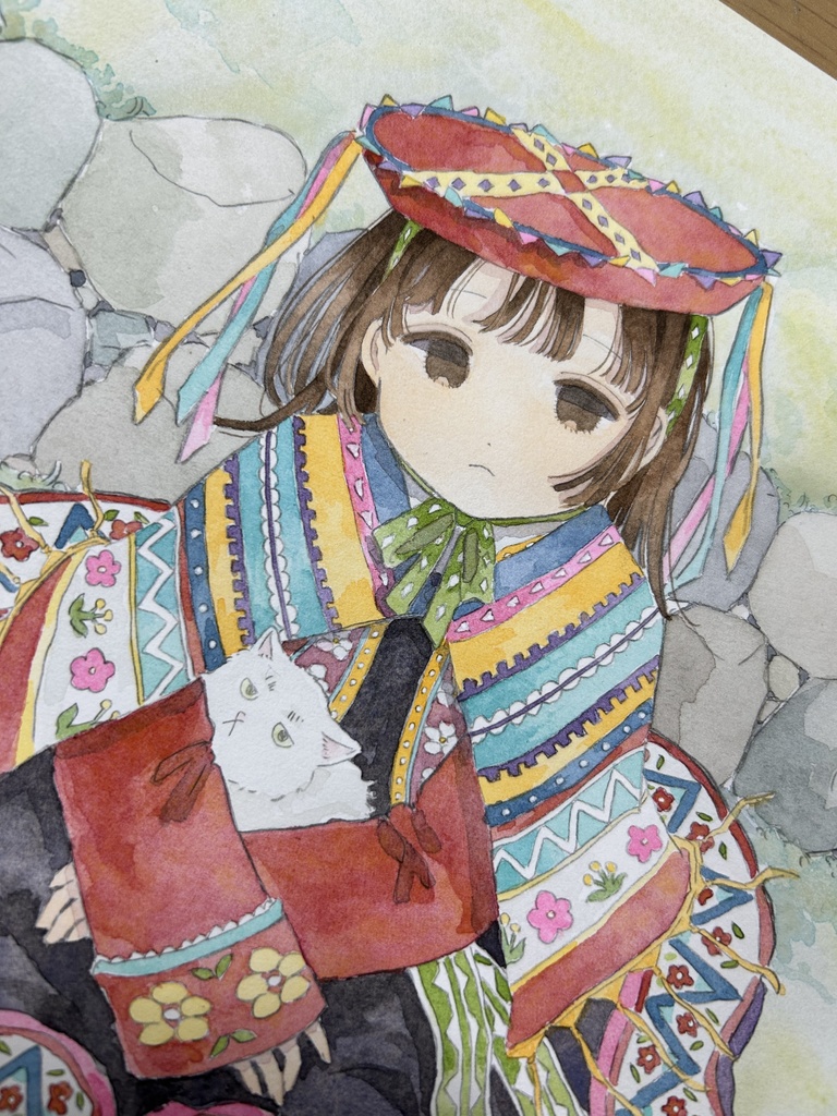 原画「白猫を抱いて」