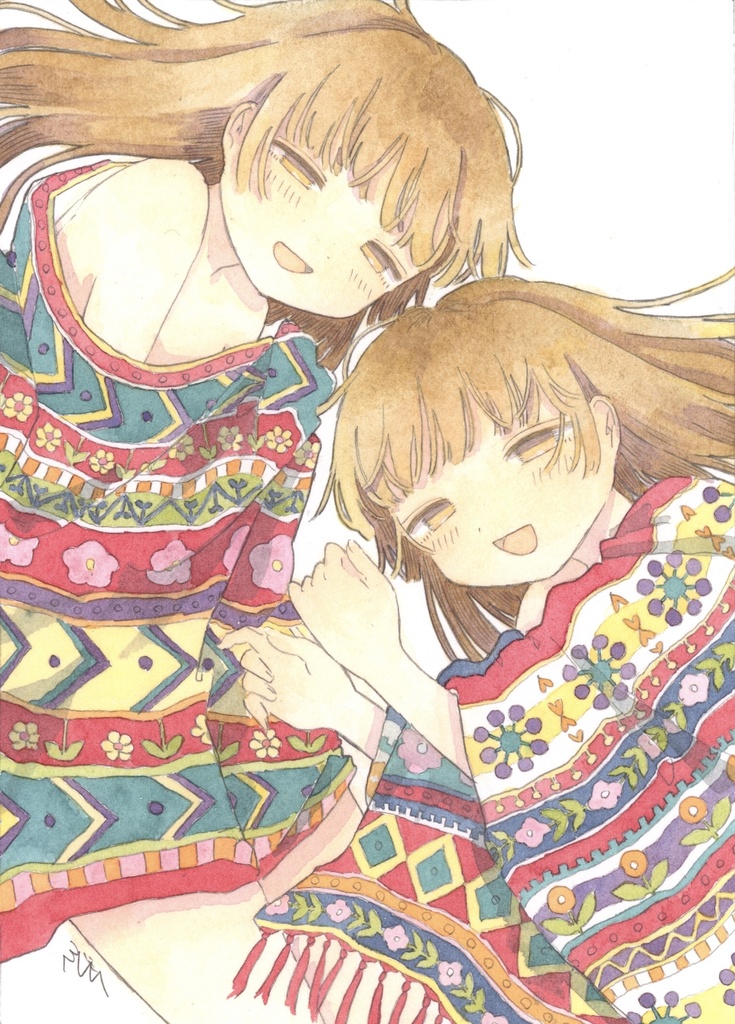 新作)原画「くるまる、ふたり」