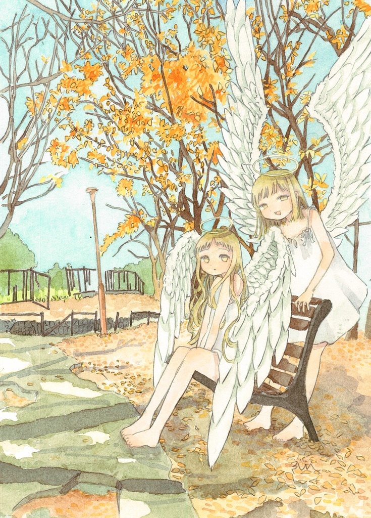 原画「落ち葉のなかで」