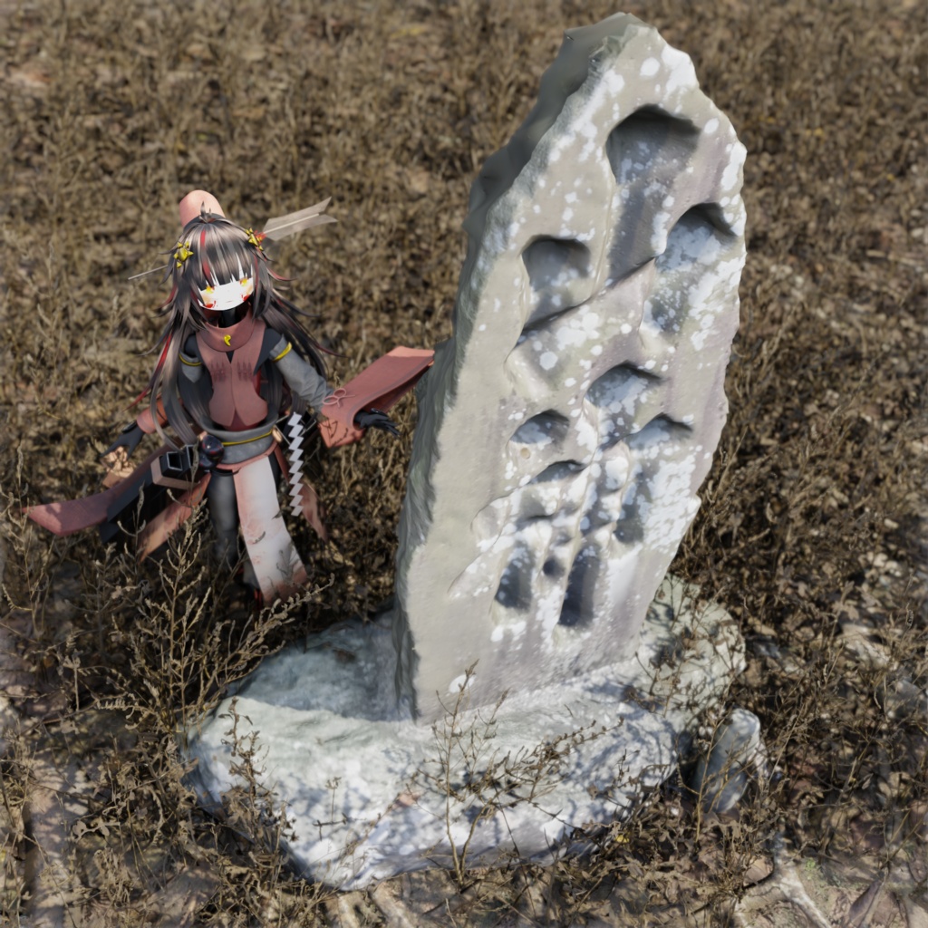 【3Dモデル】石碑【山神碑】