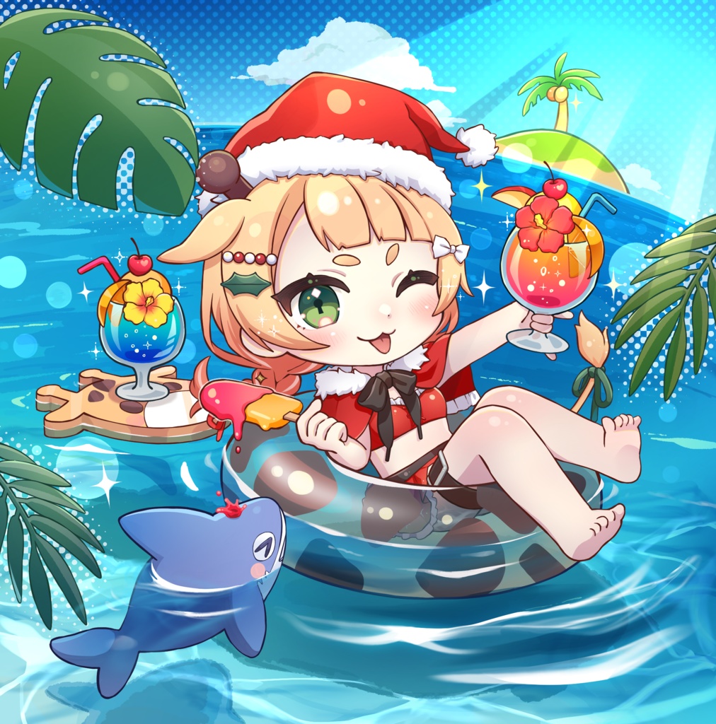 【夏】サンタこむアクリルキーホルダー